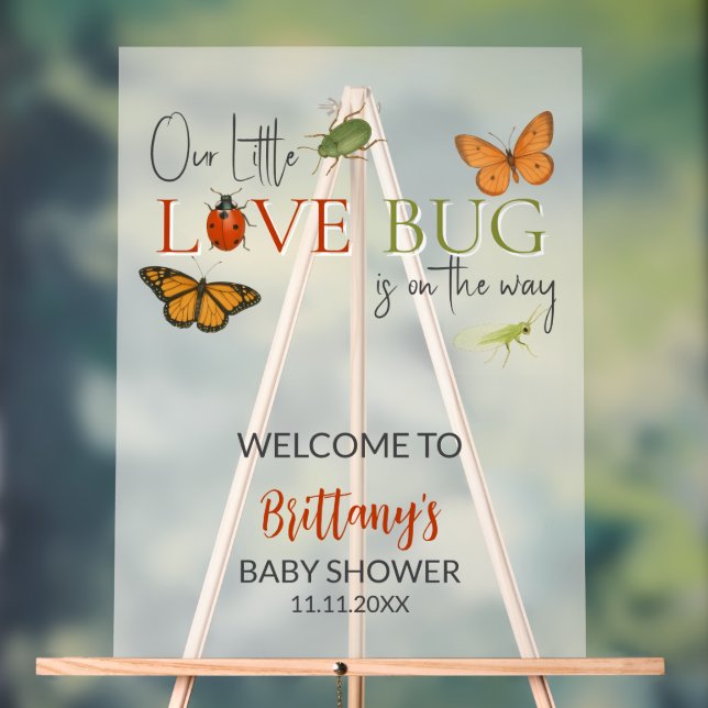 Panneau En Acrylique Little Love Bug Baby Shower Welcome (Neutre)
