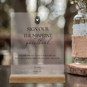 Panneau En Acrylique Livre d'invité minimaliste du Mariage d'empreinte 
