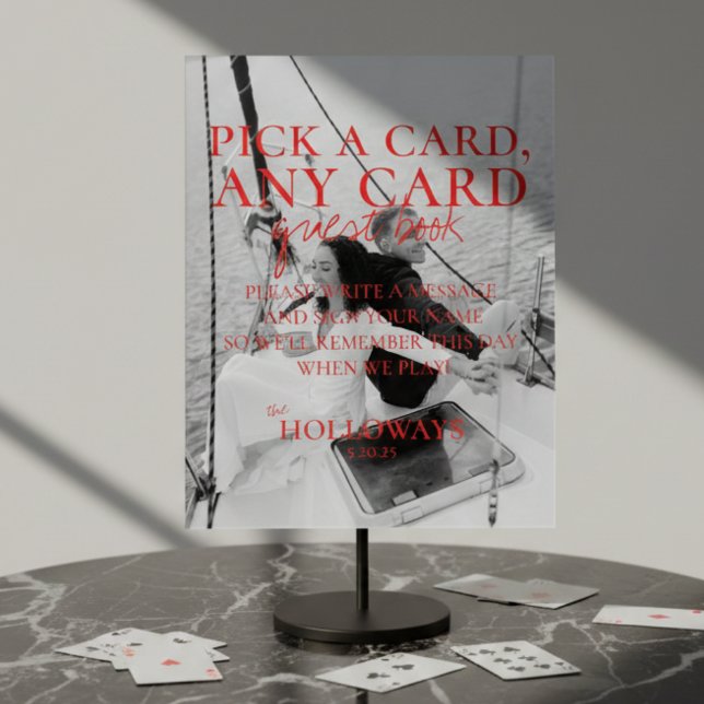 Panneau En Acrylique Livre d'or de cartes à jouer avec photo moderne (Modern Photo Playing Cards Guest Book Acrylic Sign)