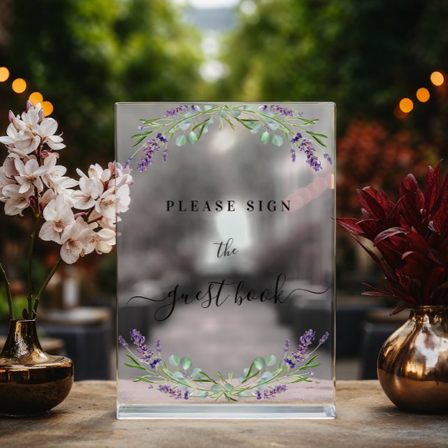 Panneau En Acrylique Livre d'or de lavande mariage eucalyptus (Créateur téléchargé)