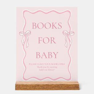 Panneau En Acrylique Livres de Baby shower pour bébé avec Bow rose