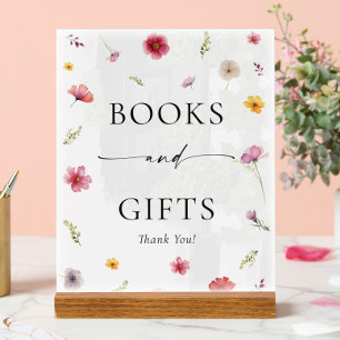 Panneau En Acrylique Livres et cadeaux Baby showers fleurs sauvages