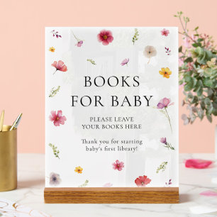 Panneau En Acrylique Livres fleurs sauvages Baby showers pour bébé