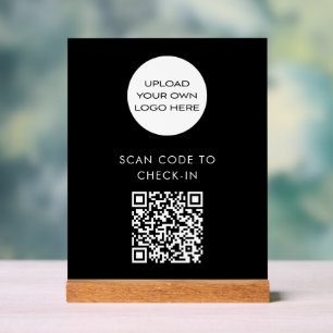 Panneau En Acrylique Logo d'analyse de code QR personnalisé noir