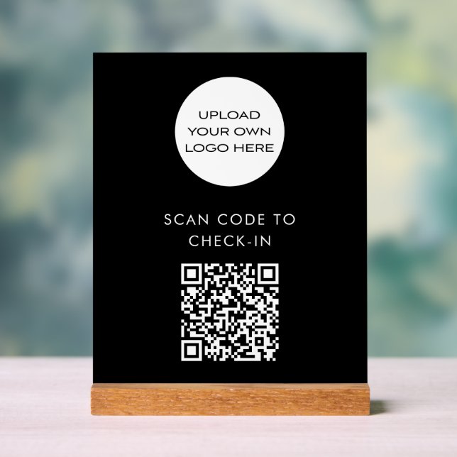 Panneau En Acrylique Logo d'analyse de code QR personnalisé noir (Neutre)