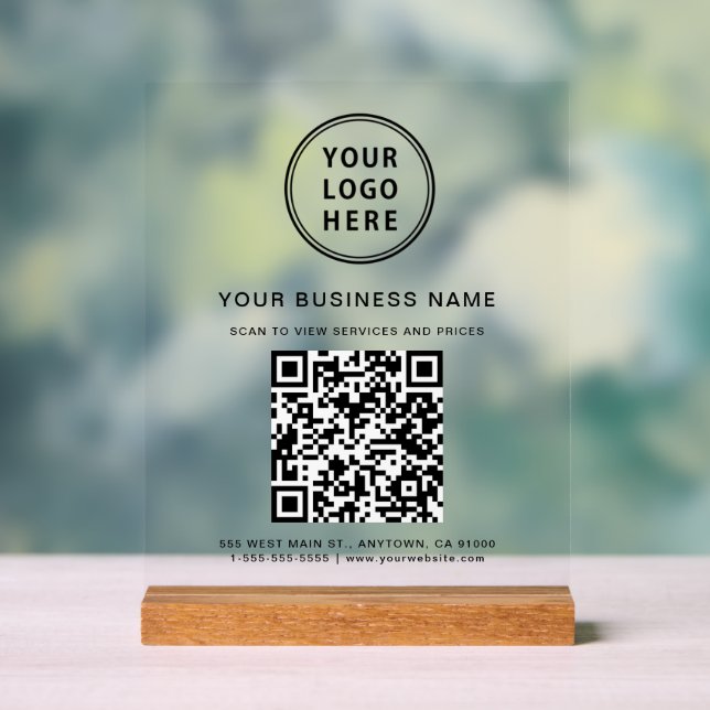 Panneau En Acrylique Logo de code QR d'entreprise clair (Neutre)