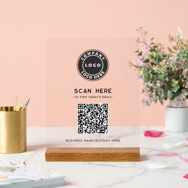 Panneau En Acrylique Logo de code QR Moderne sans contact (Mariage)