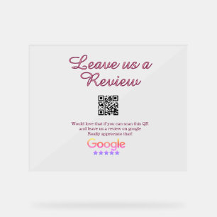 Panneau En Acrylique logo de l'entreprise de revue Google Scan QR revie