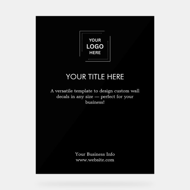 Panneau En Acrylique Logo de l'entreprise | Noir moderne (Recto)