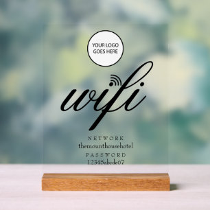 Panneau En Acrylique Logo de réseau Wifi et mot de passe
