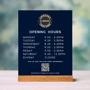Panneau En Acrylique Logo d'entreprise Code QR moderne Heures d'ouvertu