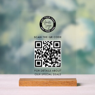 Panneau En Acrylique Logo d'entreprise et code QR personnalisés