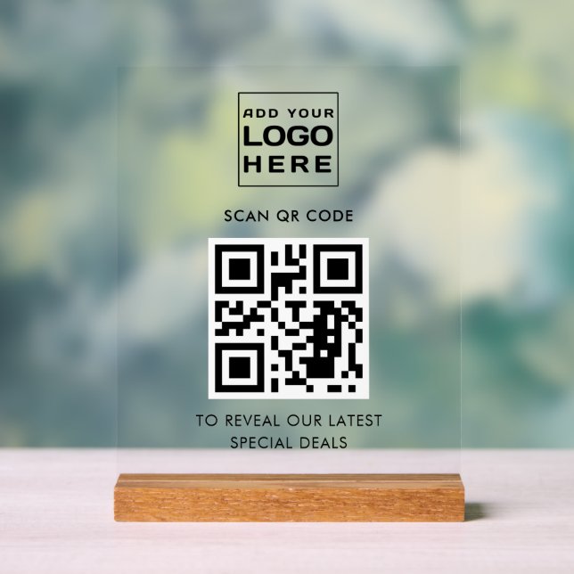 Panneau En Acrylique Logo d'entreprise moderne et code QR personnalisé (Neutre)