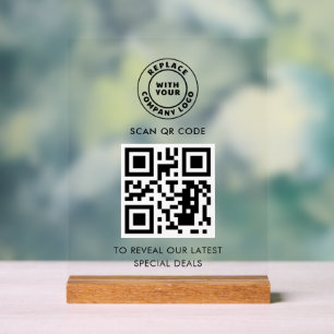 Panneau En Acrylique Logo d'entreprise simple et QR Code personnalisé
