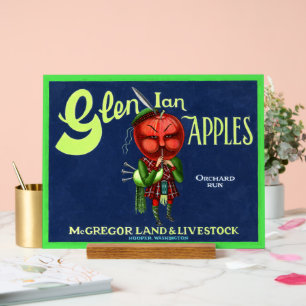Panneau En Acrylique Logo des pommes vintage Glen Ian, Hooper, Washingt
