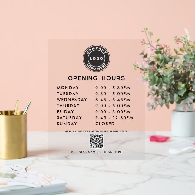 Panneau En Acrylique Logo du code QR d'entreprise Heures d'ouverture mo (Mariage)