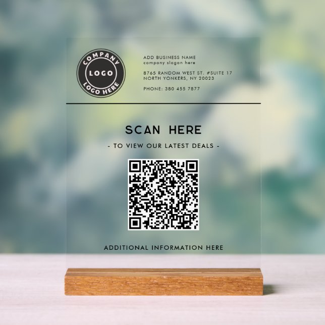 Panneau En Acrylique Logo et code QR Site d'offres commerciales moderne (Neutre)