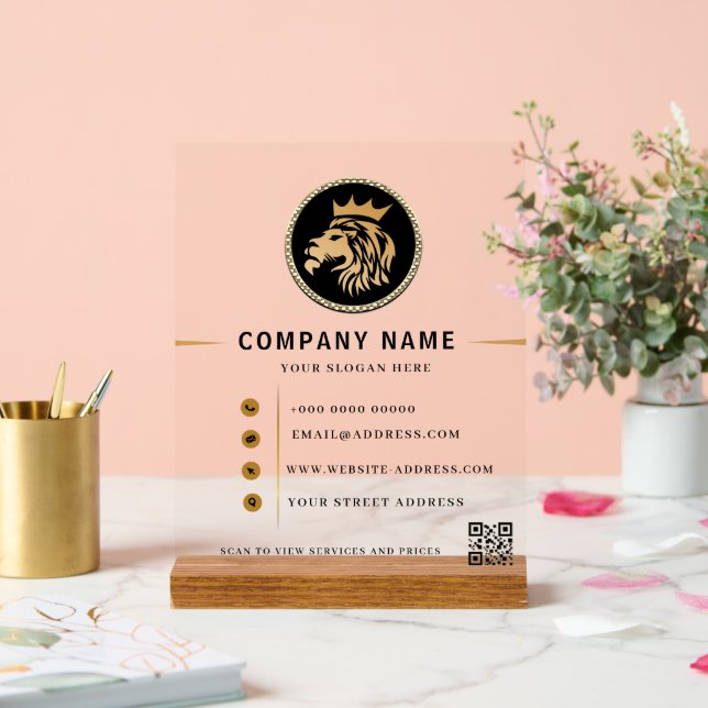 Panneau En Acrylique Logo Lion Élégant Monogramme (Mariage)