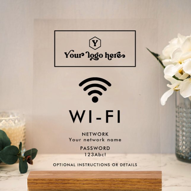 Panneau En Acrylique Logo personnalisé Réseau Wi-Fi & Mot de passe Déta (Créateur téléchargé)