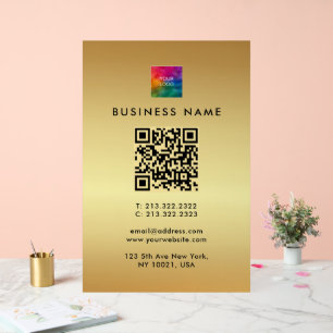Panneau En Acrylique Logo promotionnel de code QR Gold Modèle Glam