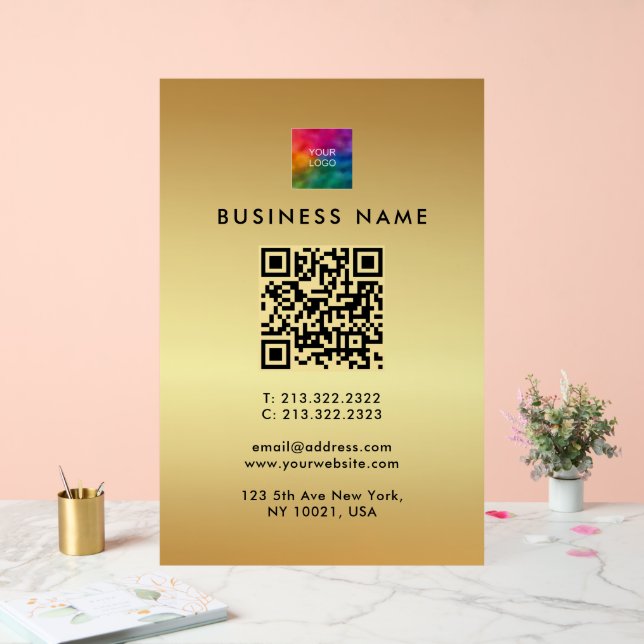 Panneau En Acrylique Logo promotionnel de code QR Gold Modèle Glam (Mariage)