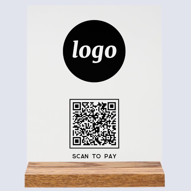 Panneau En Acrylique Logo simple numérisation de code QR pour Pay Busin (Logo QR code Scan to Pay acrylic sign for cafe bar restaurant shop store market show stall business)