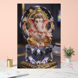 Panneau En Acrylique Lord Shree Ganesha Crystal & Diamond Sculpture