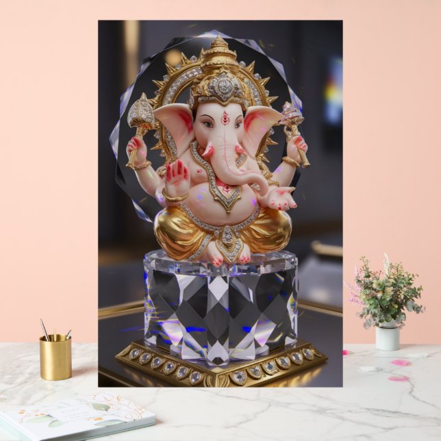 Panneau En Acrylique Lord Shree Ganesha Crystal & Diamond Sculpture (Mariage)