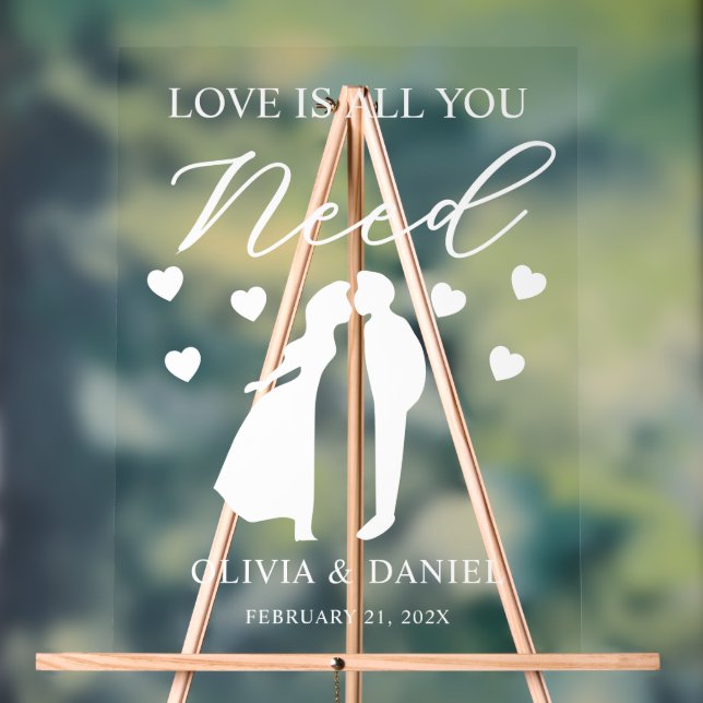 Panneau En Acrylique Love is All You Need Custom Wedding (Neutre)