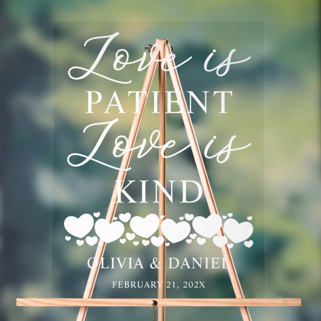 Panneau En Acrylique Love is Patient, Love is Kind Custom Wedding (Neutre)