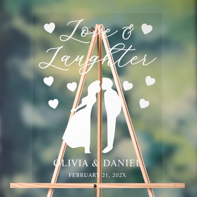 Panneau En Acrylique Love & Laughter Personalized Wedding Reception (Neutre)