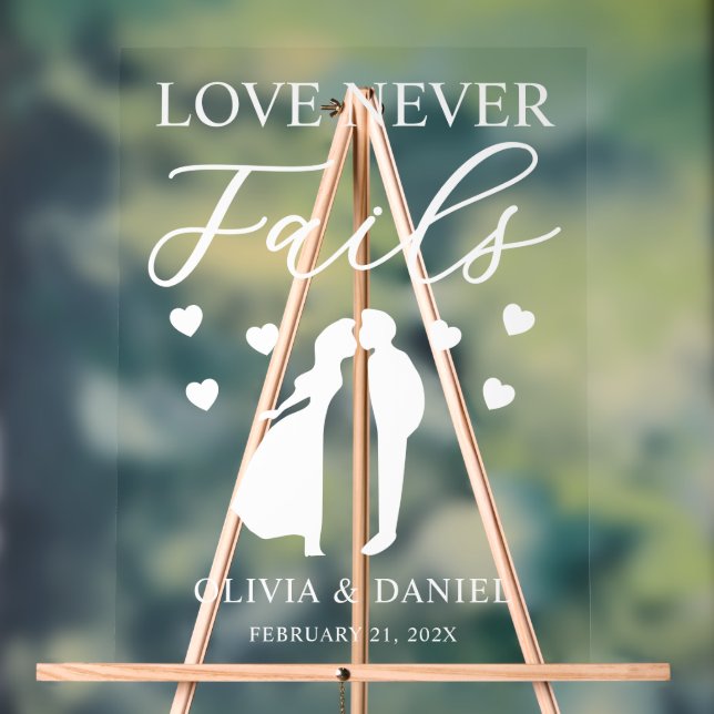 Panneau En Acrylique Love Never Fails Personalized Wedding (Neutre)