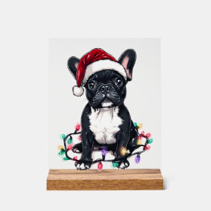 Panneau En Acrylique Lumières de Noël Bouledogue Français Cadeaux Chien