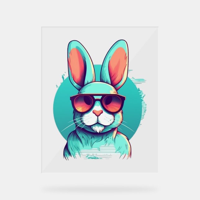 Panneau En Acrylique Lunettes De Soleil cool Pour Lapin De Pâques (Recto)
