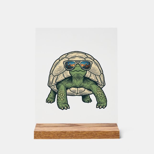 Panneau En Acrylique Lunettes de soleil Cool Tortoise Design Vector Vin (Recto)