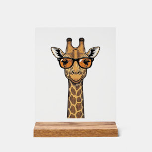 Panneau En Acrylique Lunettes de soleil de girafe cool Maillot de gravu