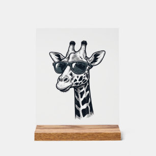 Panneau En Acrylique Lunettes de soleil de girafe cool T-Shirt à gravur