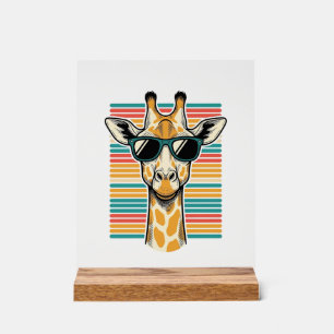 Panneau En Acrylique Lunettes de soleil girafe vintage vecteur rayure r