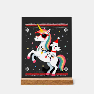 Panneau En Acrylique Lunettes de soleil Poodle Licorne de Noël T-Shir P