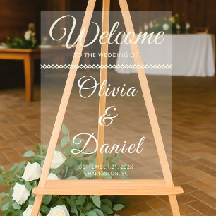 Panneau En Acrylique Luxe Beige Script Name Welcome