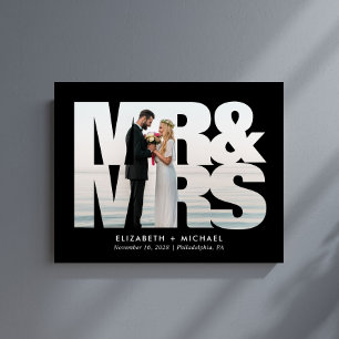 Panneau En Acrylique M. Mme Newlyweds Mariage photo Black