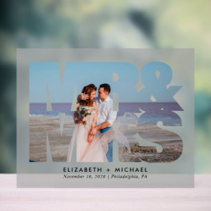 Panneau En Acrylique M. Mme Newlyweds Mariage photo Frosted