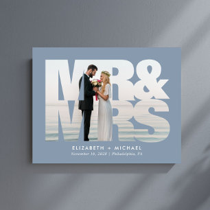 Panneau En Acrylique M. Mme Newlyweds Photo Dusty Blue Mariage