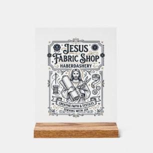 Panneau En Acrylique Magasin de tissus Jésus Mercerie Magasin de tissus