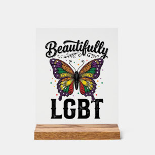 Panneau En Acrylique Magnifique Chemise LGBT Papillon Vintage Fierté_1