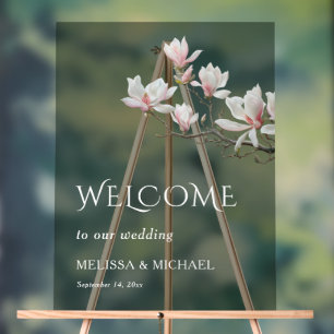 Panneau En Acrylique Magnolia Art Fin Transparent Bienvenue Mariage