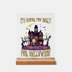 Panneau En Acrylique Maison Hantée Halloween Cimetière Squelette