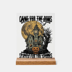 Panneau En Acrylique Maison Hantée Halloween Gravure Vintage T Spooky