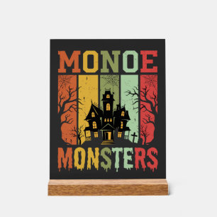 Panneau En Acrylique Maison Hantée Halloween Monstres Rétro