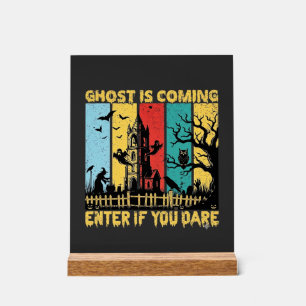 Panneau En Acrylique Maison Hantée Halloween Sorcière Chouette Arrivée